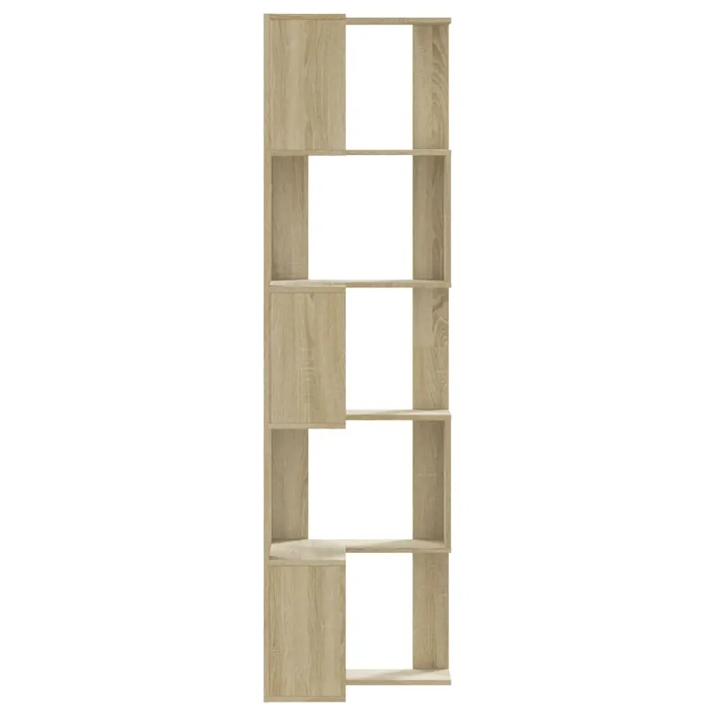 5-Tier Corner Bookcase Sonoma Oak Engineered Wood Storage Display Shelf
