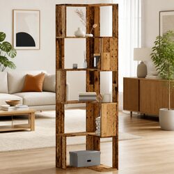 5-Tier Brown Corner Bookcase for Stylish Storage