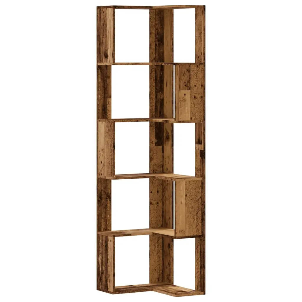 Corner Bookcase 5-Tier Brown Standing Shelf Storage Display Unit 50x50x179cm