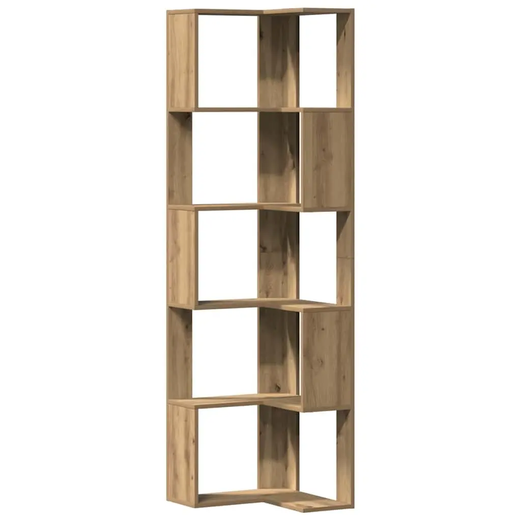 5-Tier Brown Engineered Wood Corner Bookcase 50x50x179cm