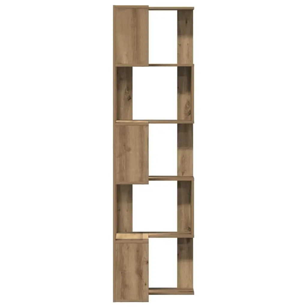 5-Tier Brown Engineered Wood Corner Bookcase 50x50x179cm