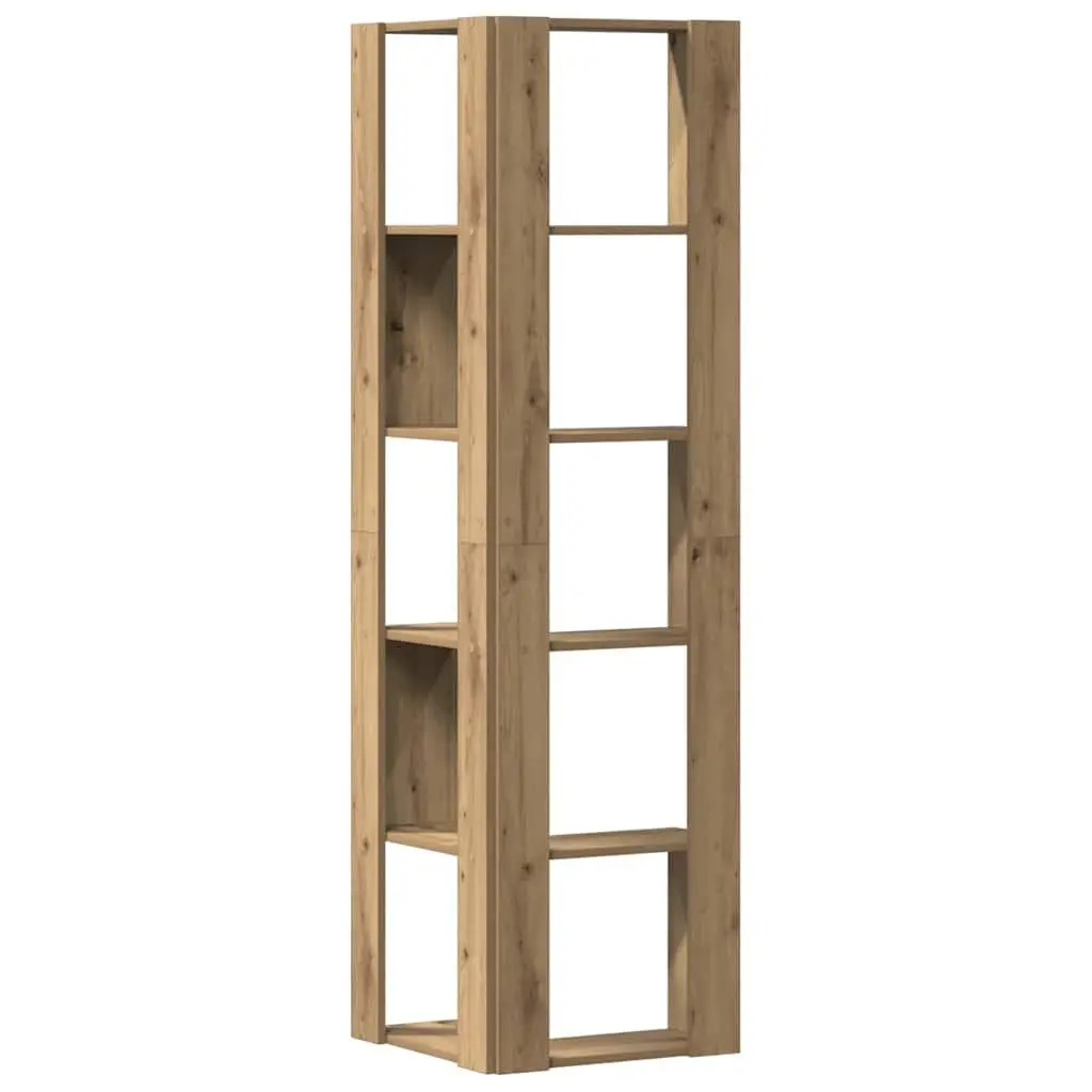 5-Tier Brown Engineered Wood Corner Bookcase 50x50x179cm