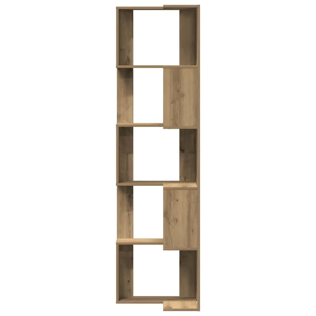 5-Tier Brown Engineered Wood Corner Bookcase 50x50x179cm
