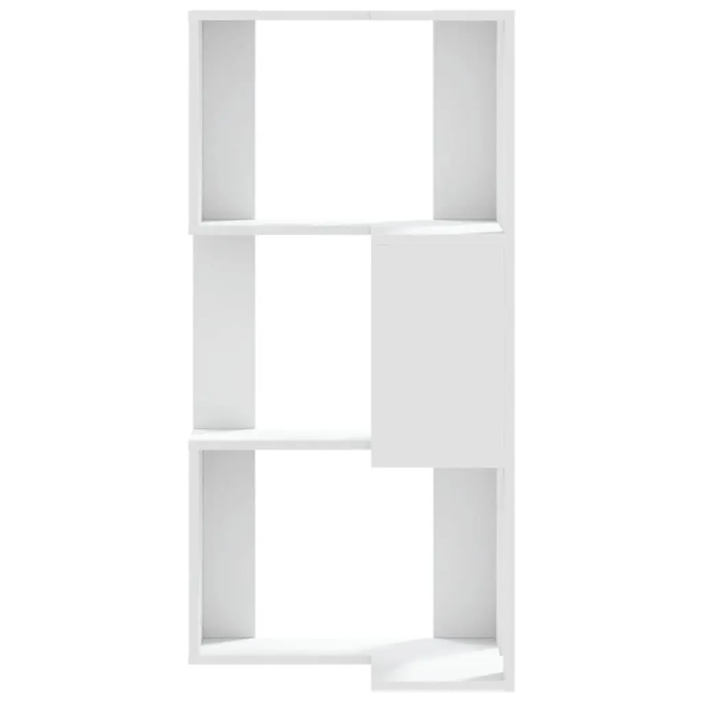 3-Tier Corner Bookcase Engineered Wood Storage Unit White