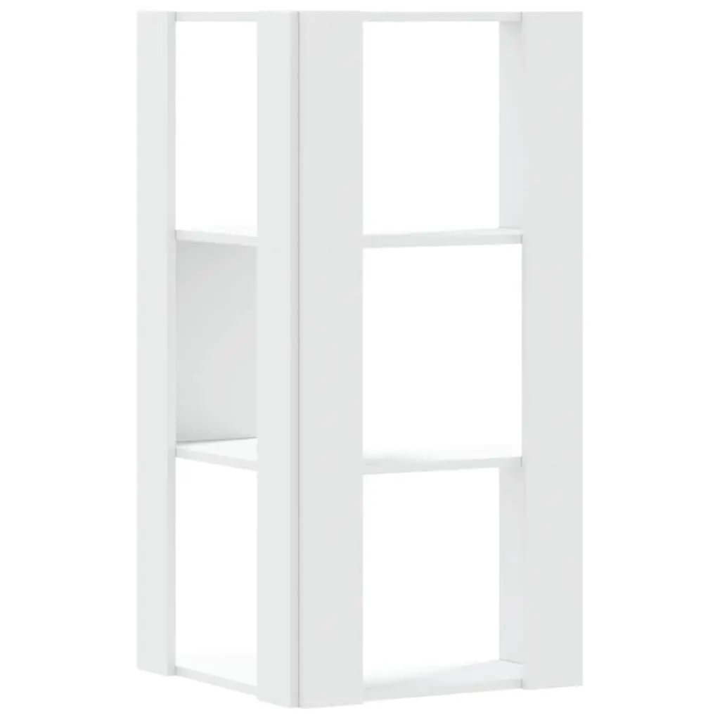 3-Tier Corner Bookcase Engineered Wood Storage Unit White