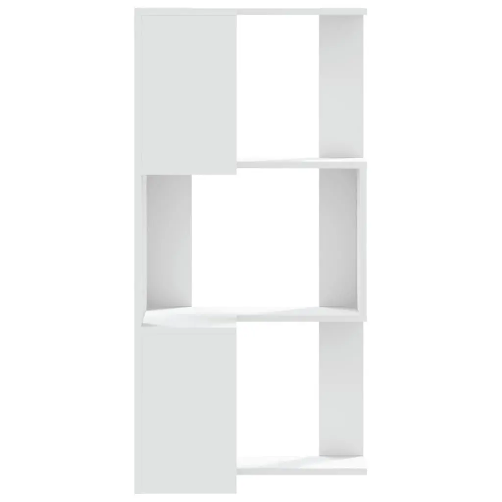 3-Tier Corner Bookcase Engineered Wood Storage Unit White
