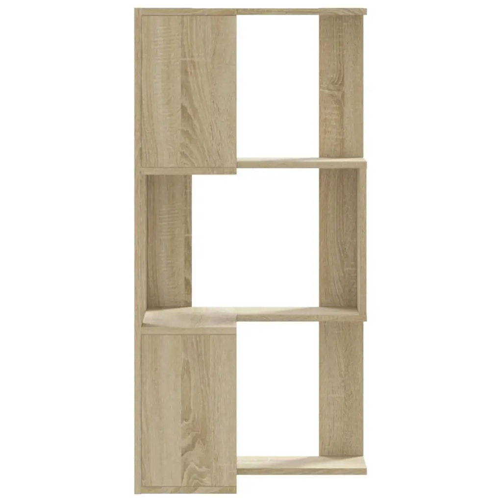 Corner Bookcase 3-Tier Brown Engineered Wood Compact Storage Shelf