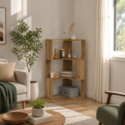 3-Tier Corner Bookcase for Stylish Storage in Brown