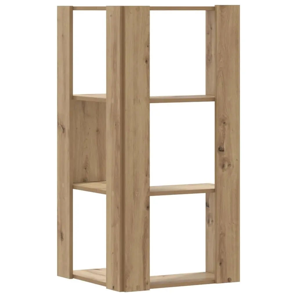 Corner Bookcase 3-Tier Compact Storage Shelving Unit Brown Wood Furniture
