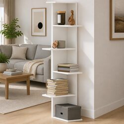 White Wall Corner Shelf for Stylish Storage 36.5x36.5x140cm