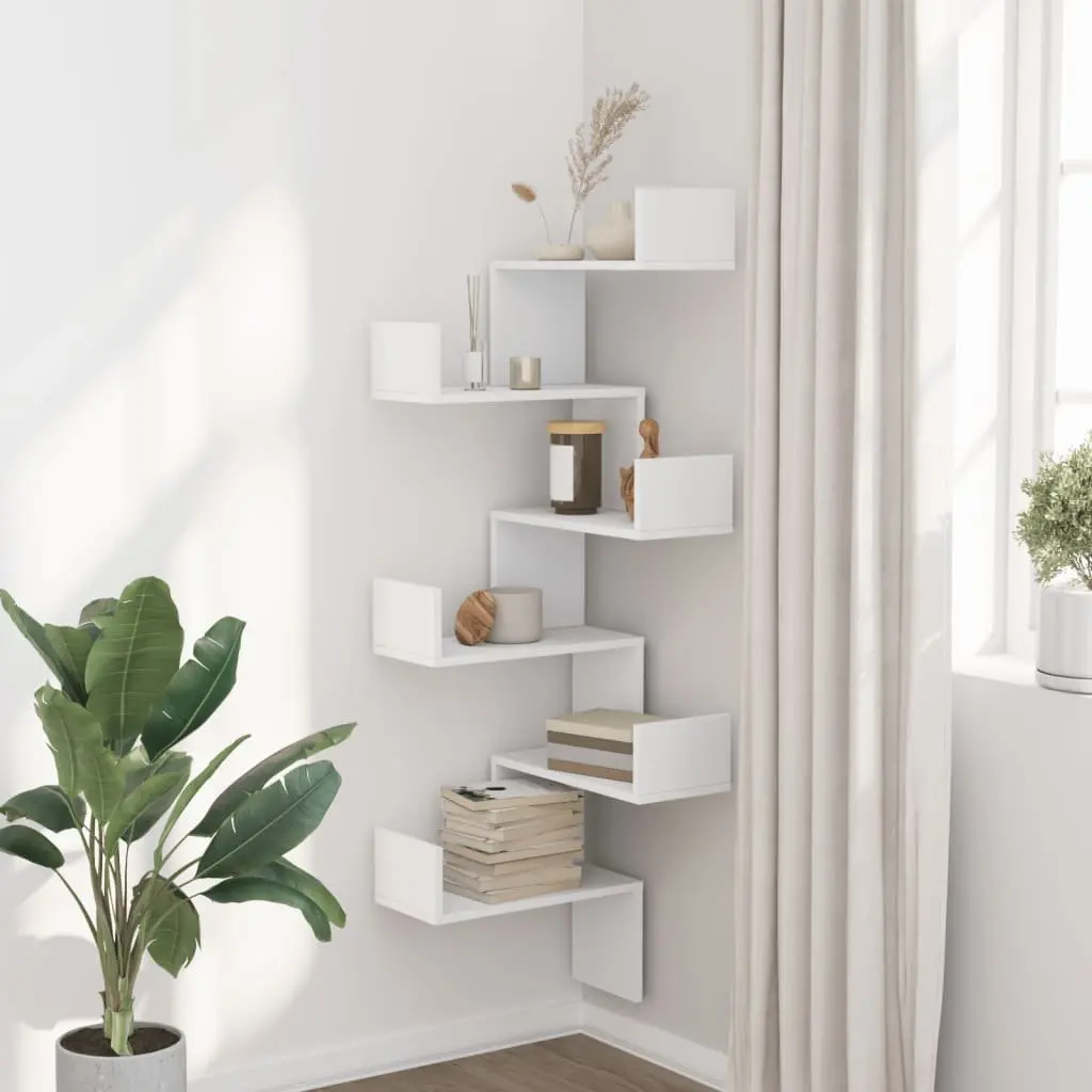 White Wall Corner Shelf for Living Room or Bedroom
