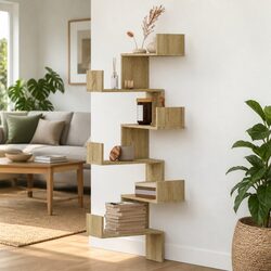 Sonoma Oak Brown Wall Corner Shelf 45x45x147cm