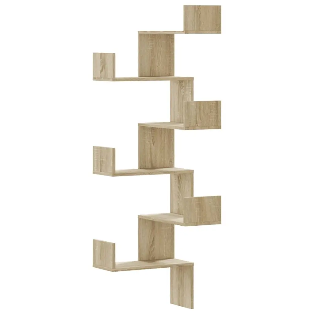 Wall Corner Shelf Sonoma Oak Brown 45x45x147cm Engineered Wood Storage Display Shelving Unit