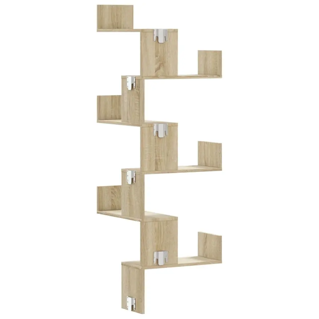 Wall Corner Shelf Sonoma Oak Brown 45x45x147cm Engineered Wood Storage Display Shelving Unit