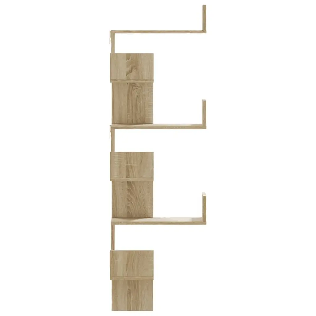 Wall Corner Shelf Sonoma Oak Brown 45x45x147cm Engineered Wood Storage Display Shelving Unit