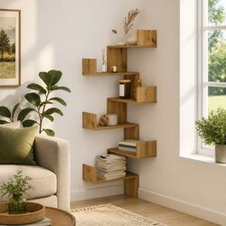 Brown Wall Corner Shelf 45x45x147cm Engineered Wood