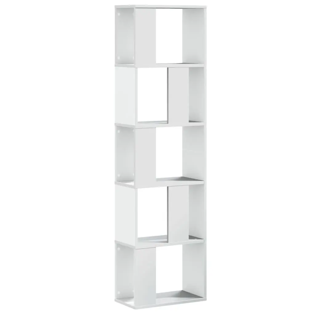 5-Tier White Engineered Wood Bookcase for Storage