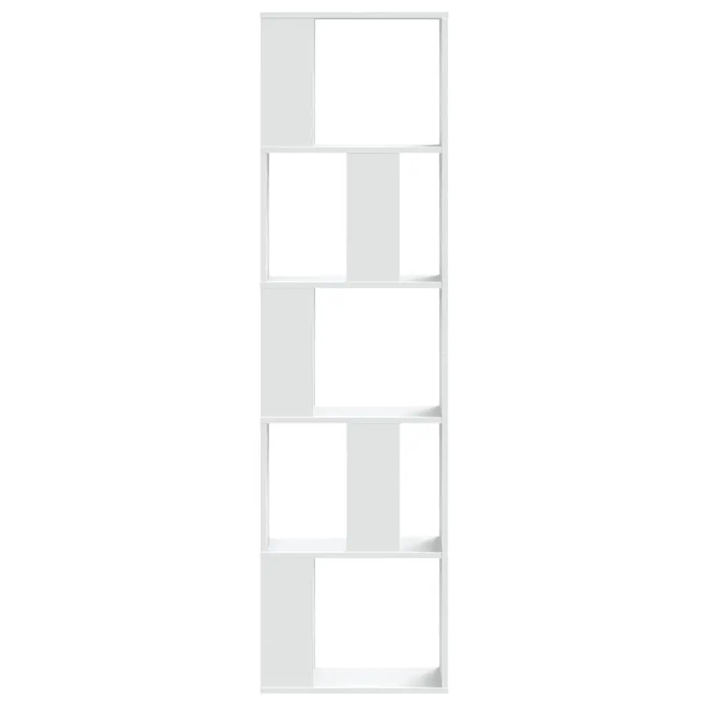 5-Tier White Engineered Wood Bookcase for Storage