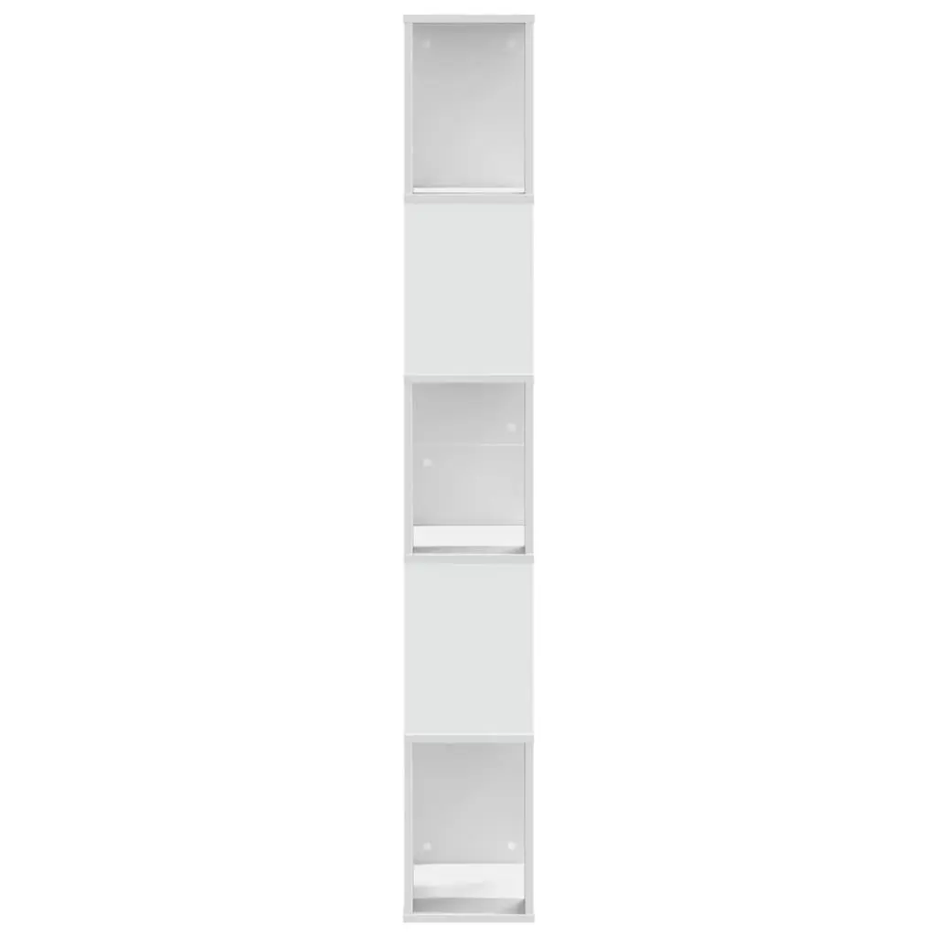 5-Tier White Engineered Wood Bookcase for Storage