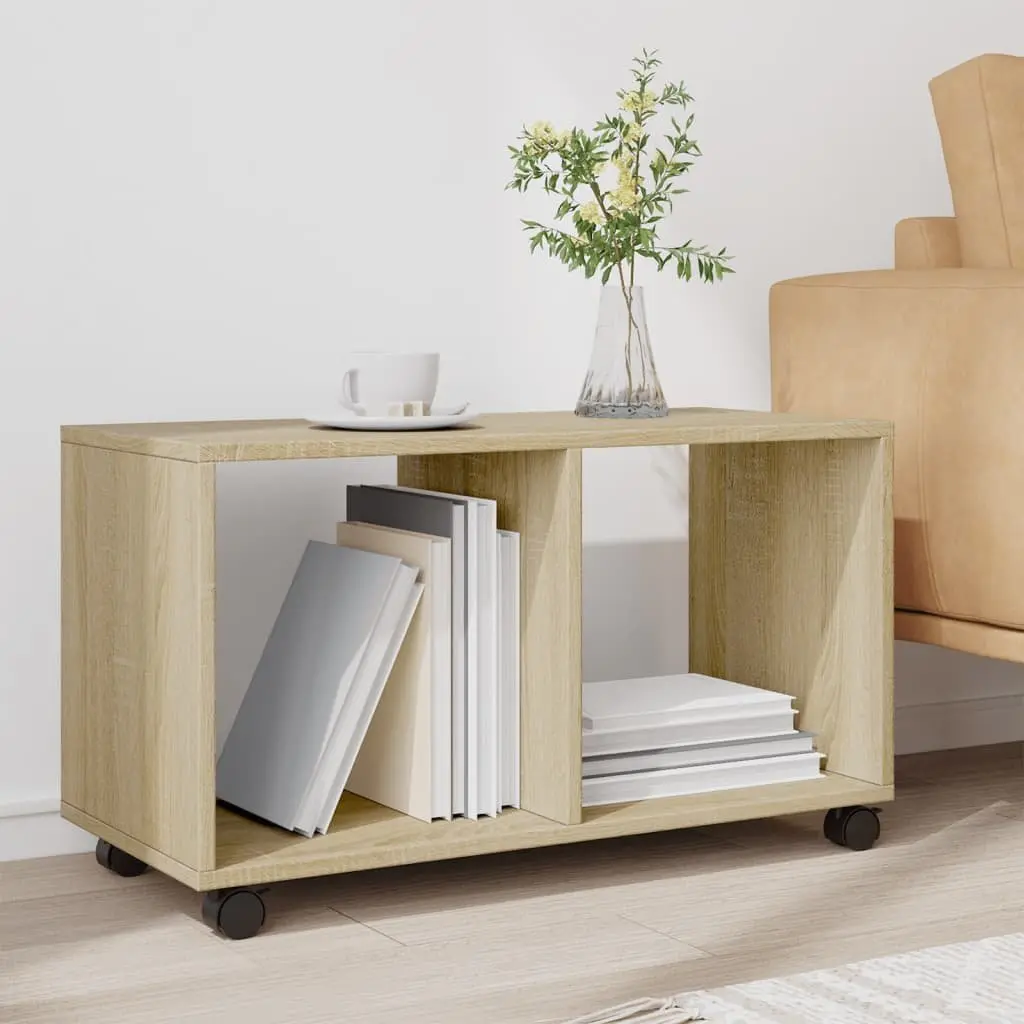 Rolling Cabinet Sonoma Oak Storage Furniture 72L x 33W x 42.5H cm Engineered Wood