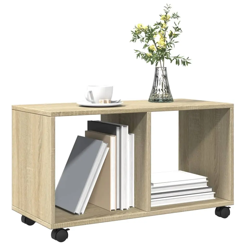 Rolling Cabinet Sonoma Oak Storage Furniture 72L x 33W x 42.5H cm Engineered Wood