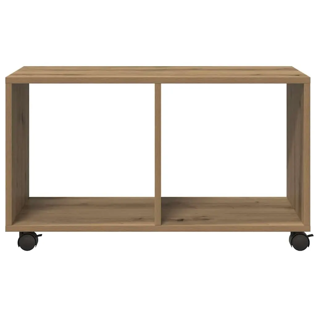 Rolling Cabinet Brown Engineered Wood Storage Unit with Swivel Wheels