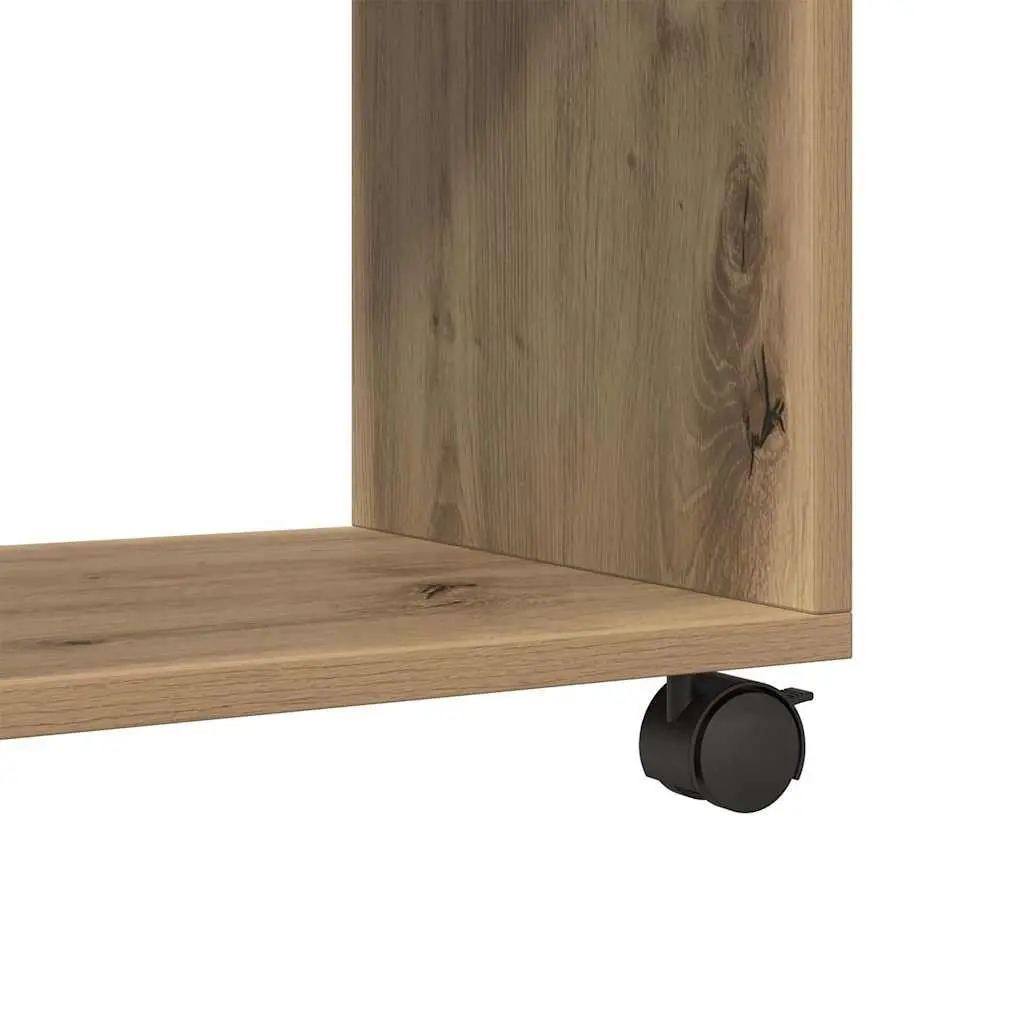 Rolling Cabinet Brown Engineered Wood Storage Unit with Swivel Wheels