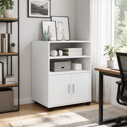 White Rolling Cabinet Storage Organizer with Wheels