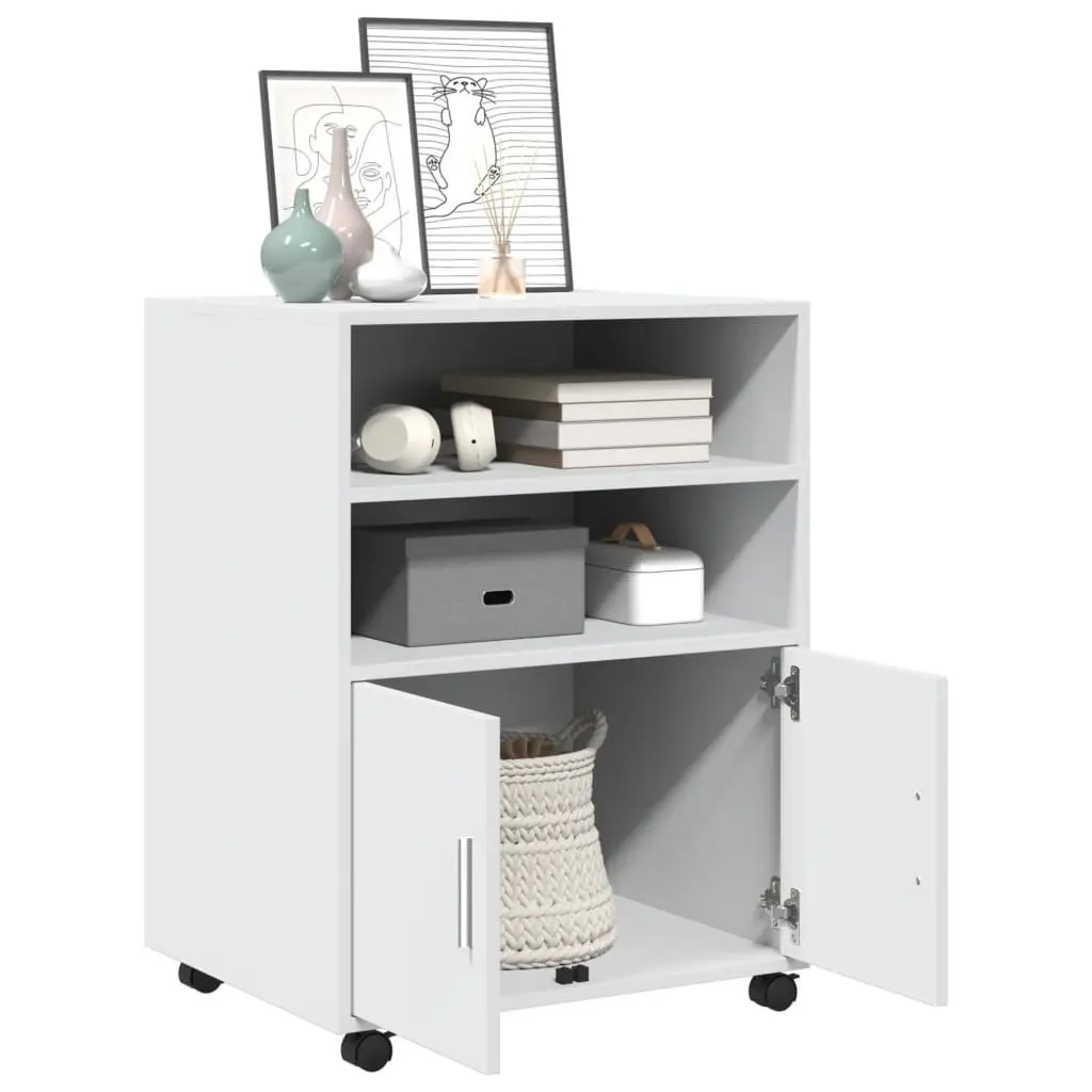 White Rolling Cabinet Storage Organizer with Wheels