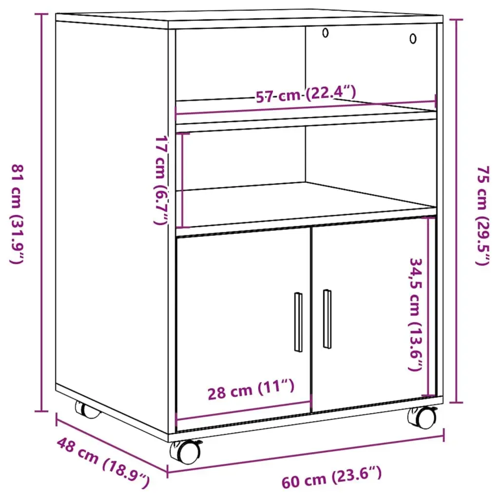 White Rolling Cabinet Storage Organizer with Wheels