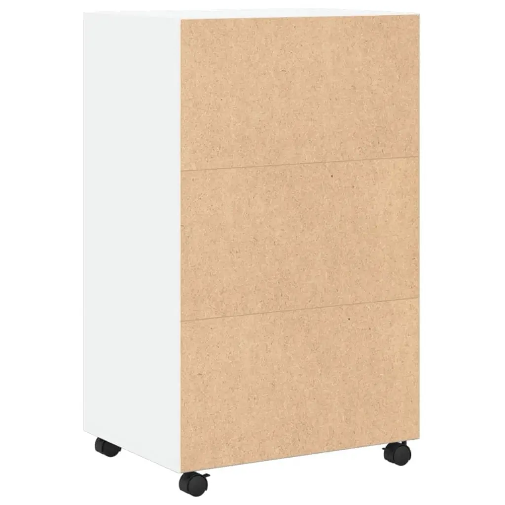 Rolling White Storage Cabinet with Wheels and Doors