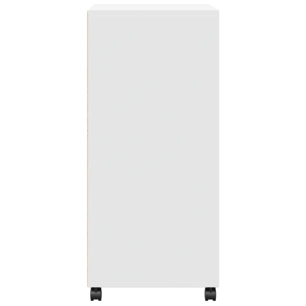 Rolling White Storage Cabinet with Wheels and Doors