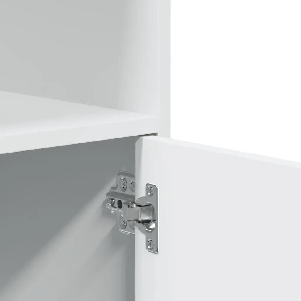 Rolling White Storage Cabinet with Wheels and Doors