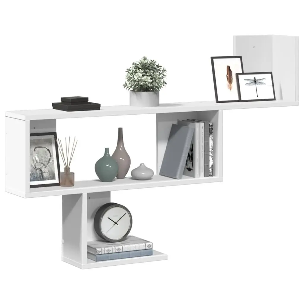 Floating Wall Shelf Engineered Wood White 100x15x70cm Storage Display
