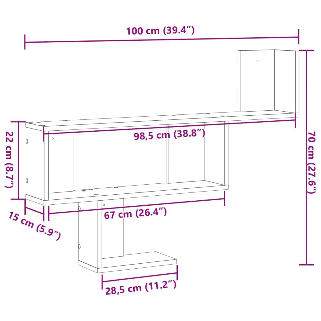 Floating Wall Shelf Engineered Wood White 100x15x70cm Storage Display