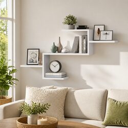 White Floating Wall Shelf for Stylish Storage 104x15x49cm
