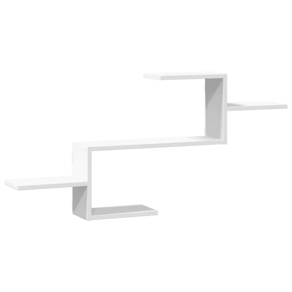 Floating Wall Shelf Engineered Wood White Storage Display 104x15x49cm