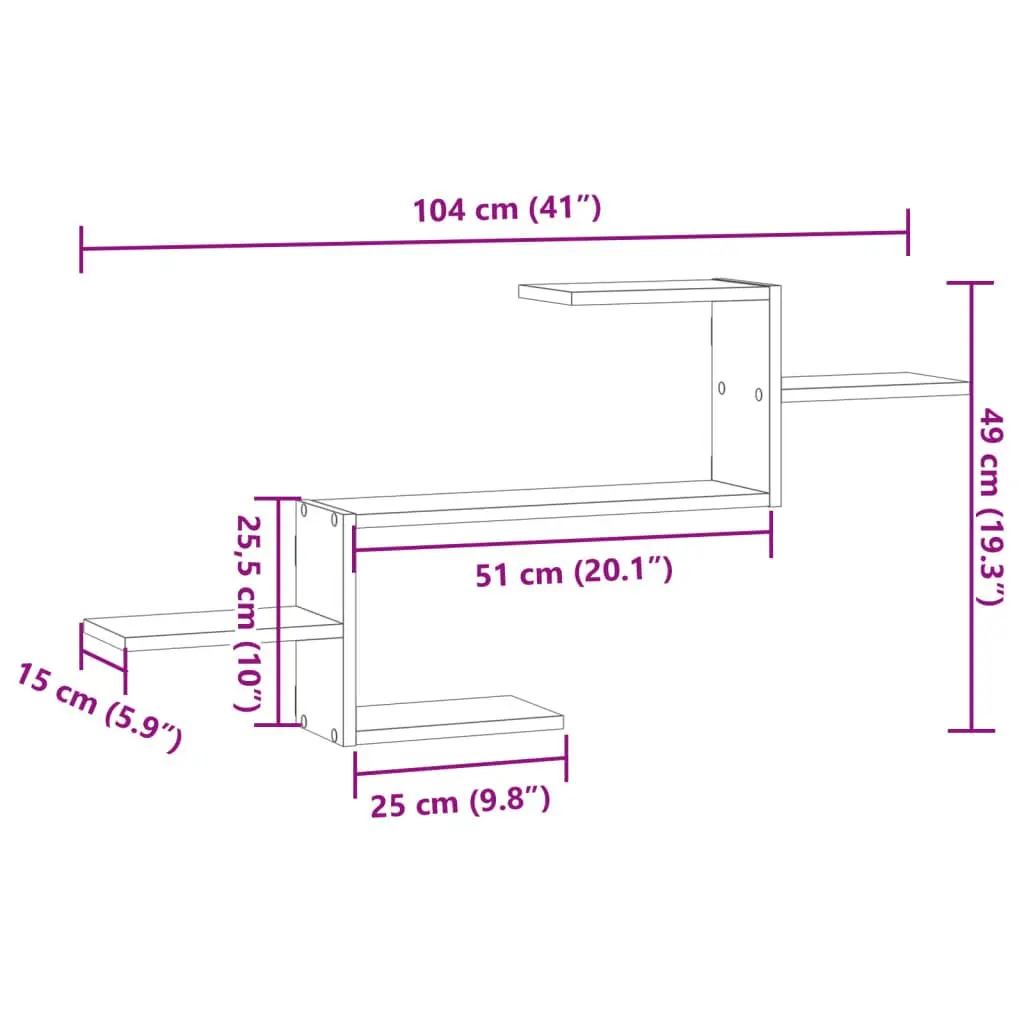 Floating Wall Shelf Engineered Wood White Storage Display 104x15x49cm