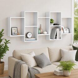 Floating Wall Shelf in White - 159x18x65 cm