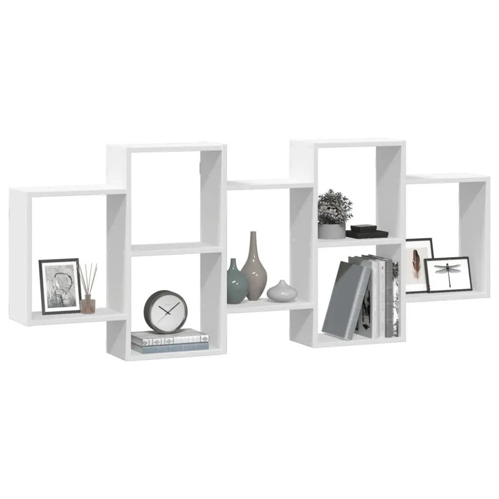 Wall Shelf White 159x18x65 cm Floating Display Storage Organiser Engineered Wood