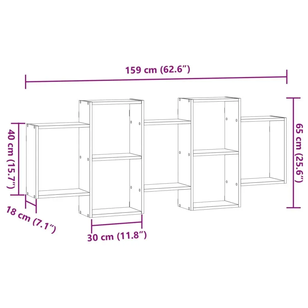 Wall Shelf White 159x18x65 cm Floating Display Storage Organiser Engineered Wood