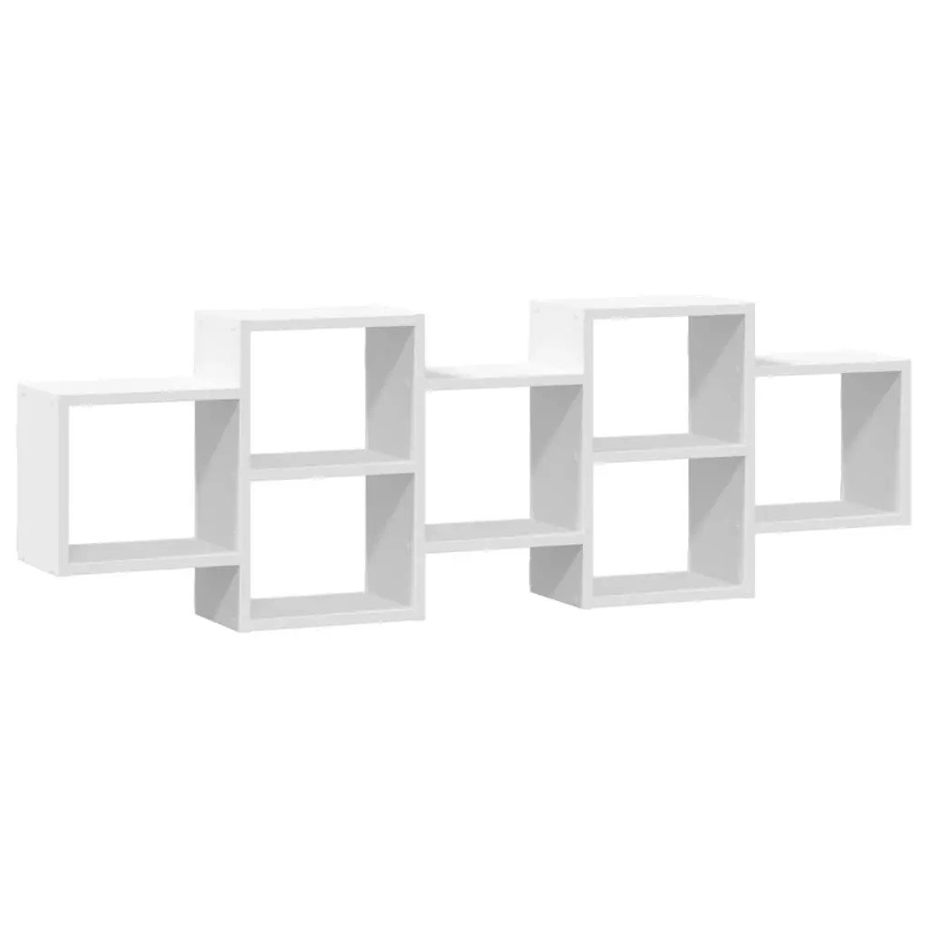 Floating Wall Shelf Engineered Wood White 129x18x42cm Space Saving Storage Organiser