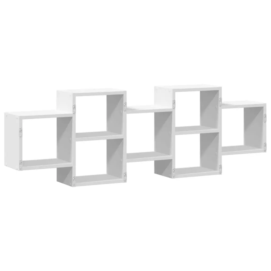Floating Wall Shelf Engineered Wood White 129x18x42cm Space Saving Storage Organiser
