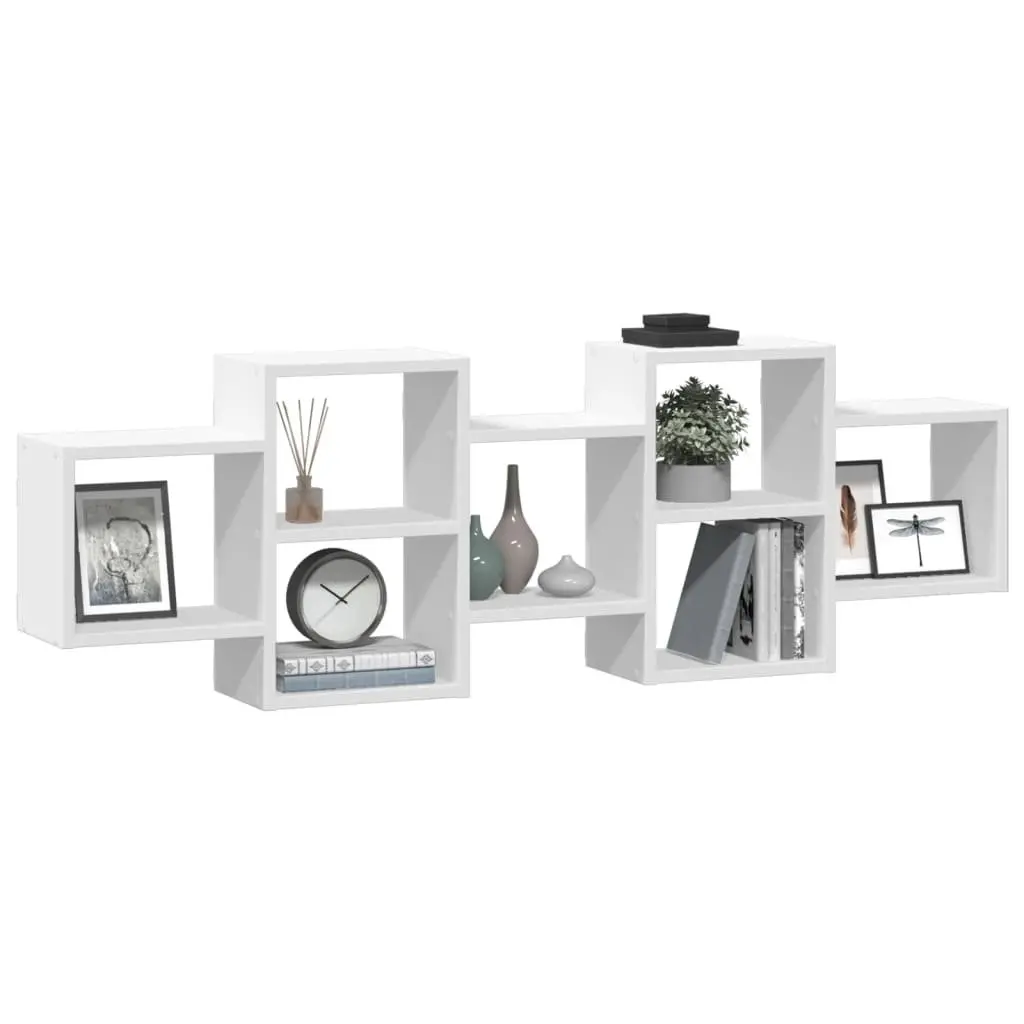 Floating Wall Shelf Engineered Wood White 129x18x42cm Space Saving Storage Organiser