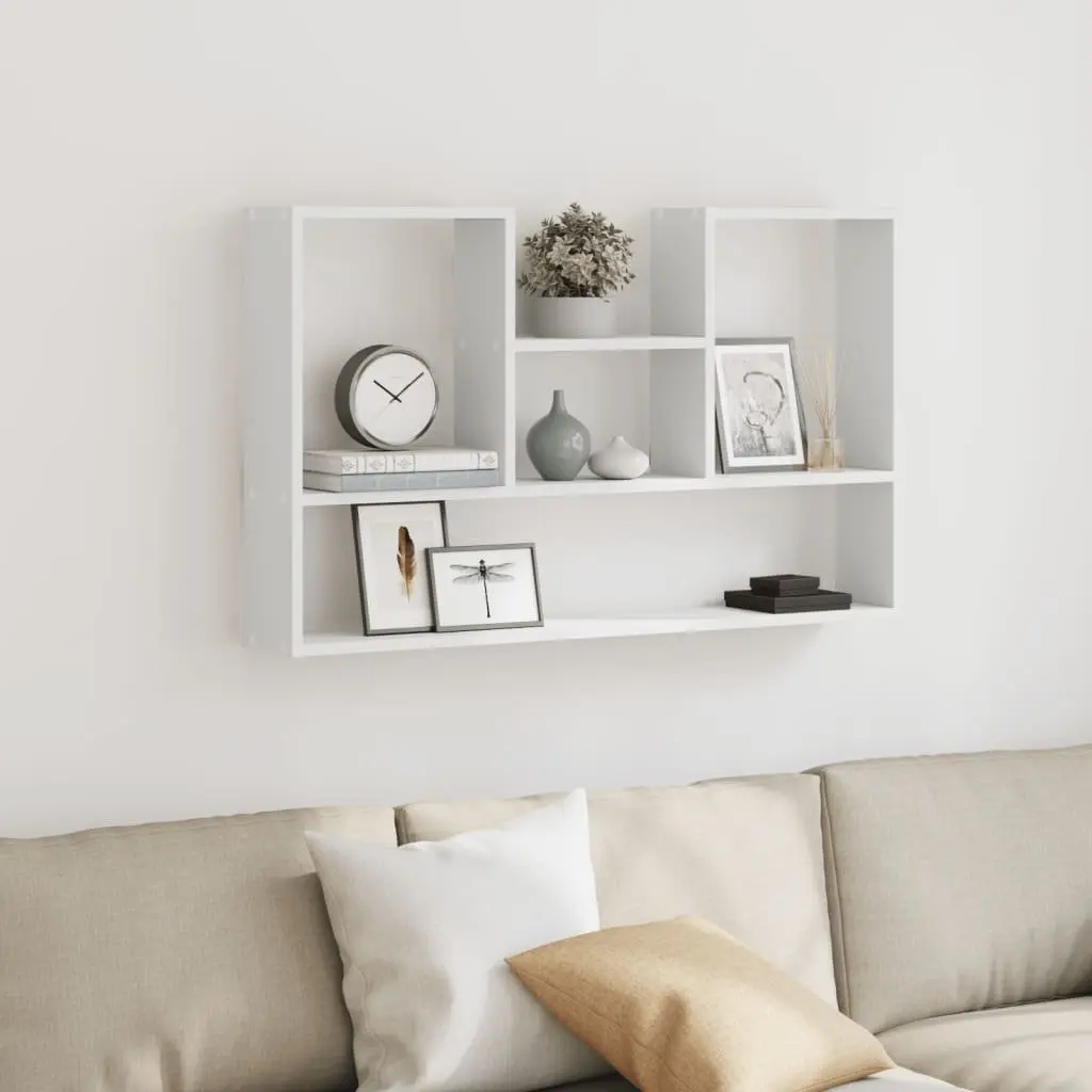 Floating Wall Shelf Engineered Wood White Space Saving 99x15x60cm