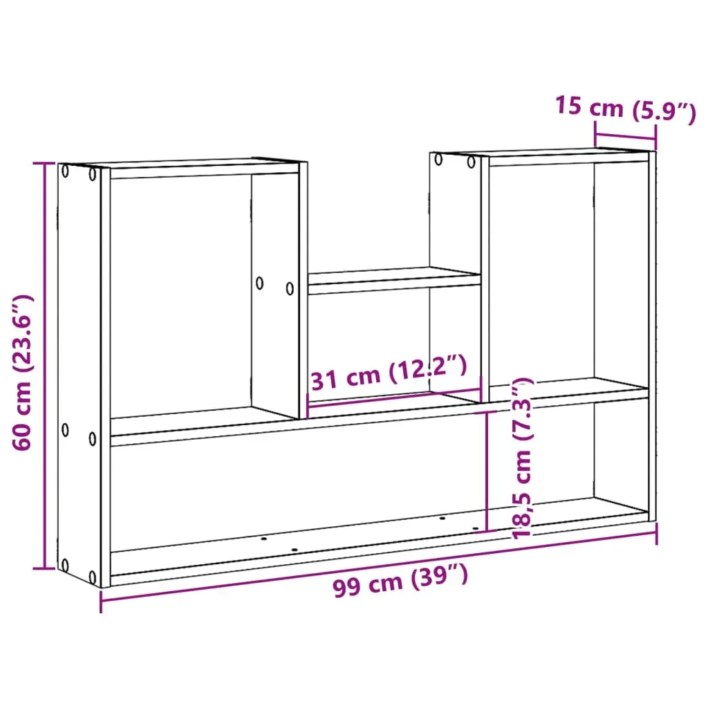 Floating Wall Shelf Engineered Wood White Space Saving 99x15x60cm