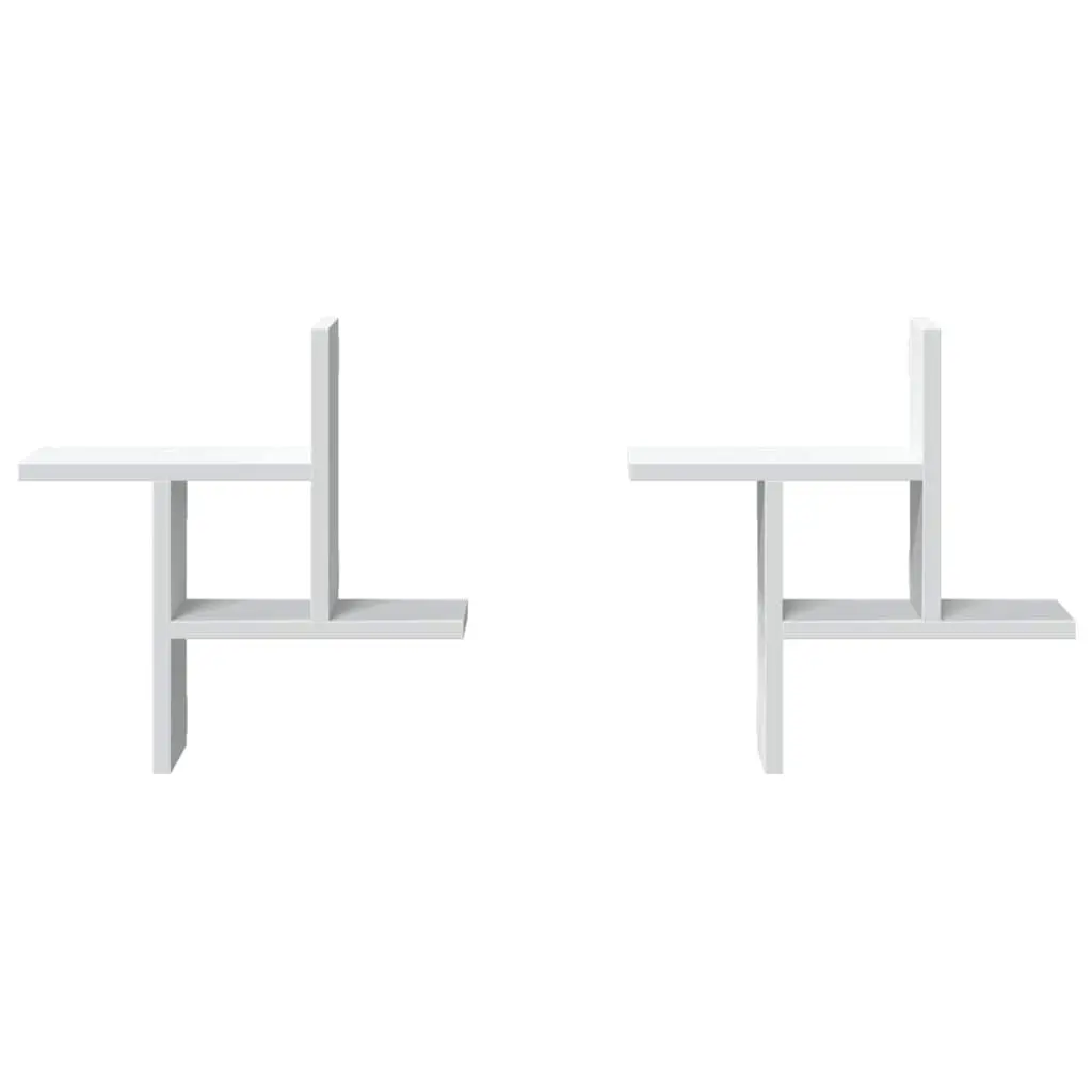 Wall Shelves Floating White 38x12x38 cm Engineered Wood 2 Piece Storage Display Unit