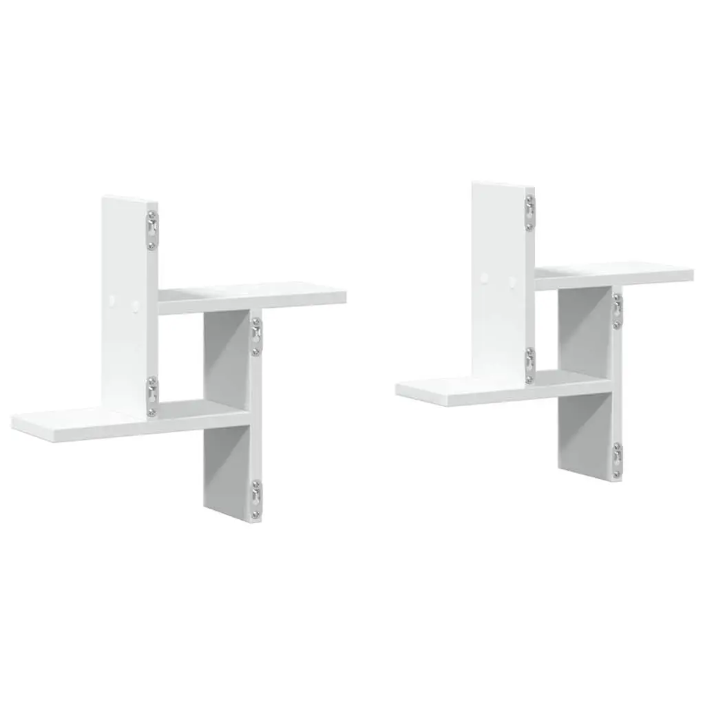 Wall Shelves Floating White 38x12x38 cm Engineered Wood 2 Piece Storage Display Unit