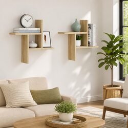 Sonoma Oak Floating Wall Shelves - Set of 2