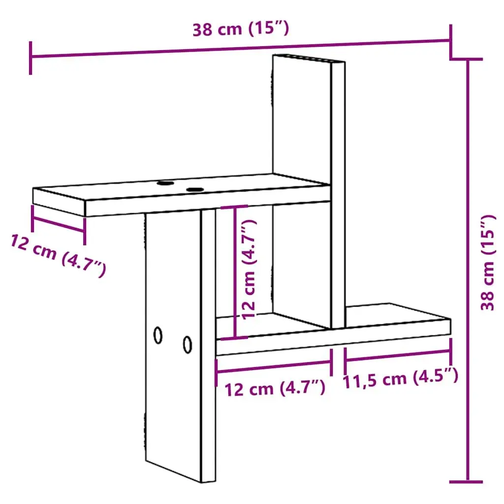 Wall Shelves Floating Sonoma Oak 38x12x38 cm Engineered Wood Storage Display Organiser 2 Piece